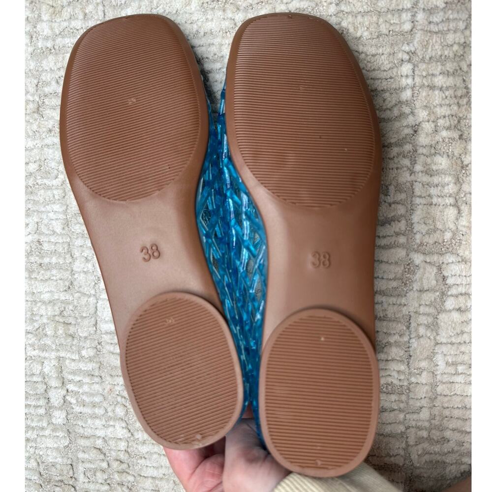 Blue Jelly Mesh Ballet Flats for Women Clear Hollow Jellies Flat Sandals - Picture 3 of 8